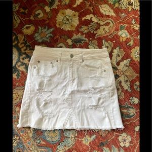 American Eagle Distressed White Denim Skirt